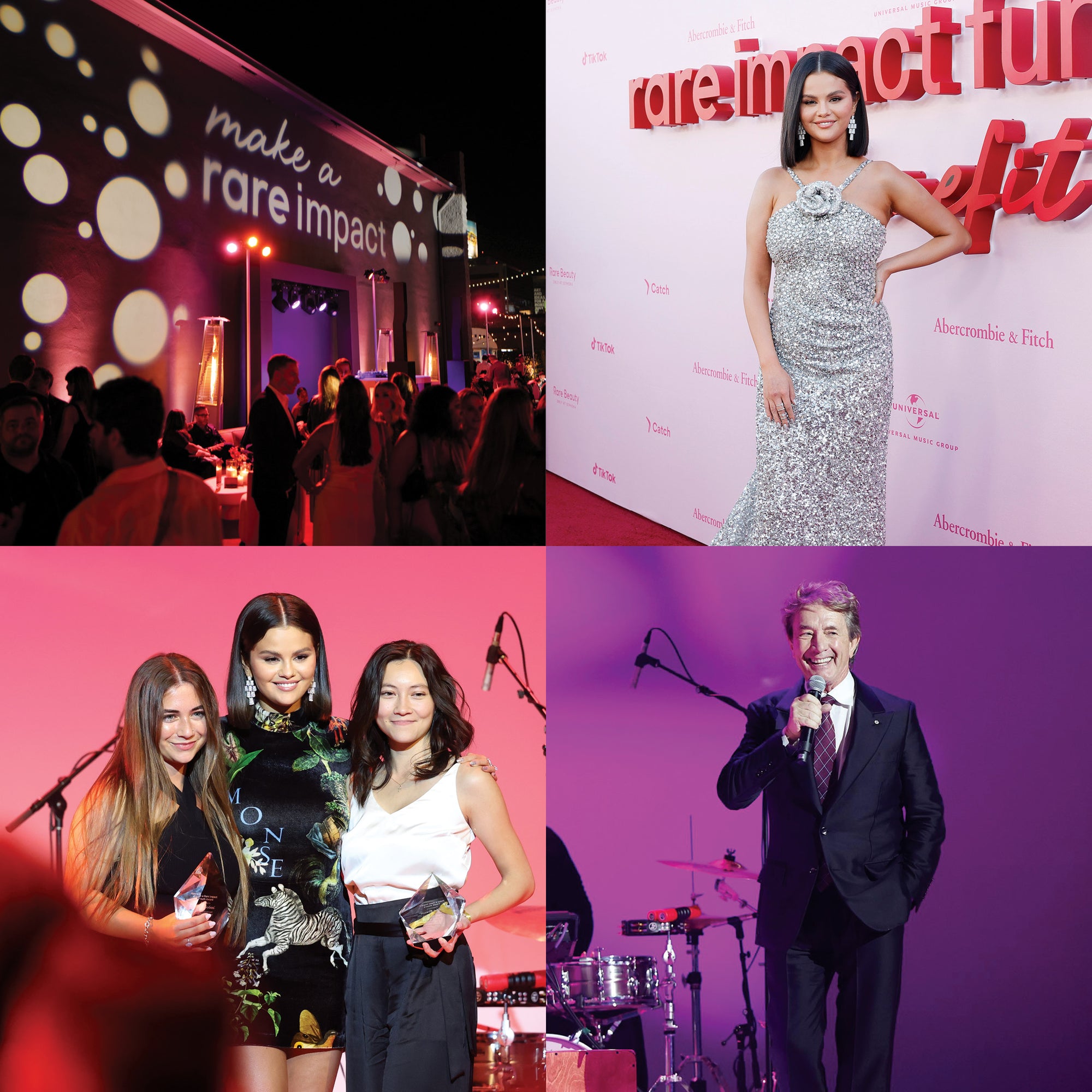 a collage of Selena Gomez & the rare impact fund