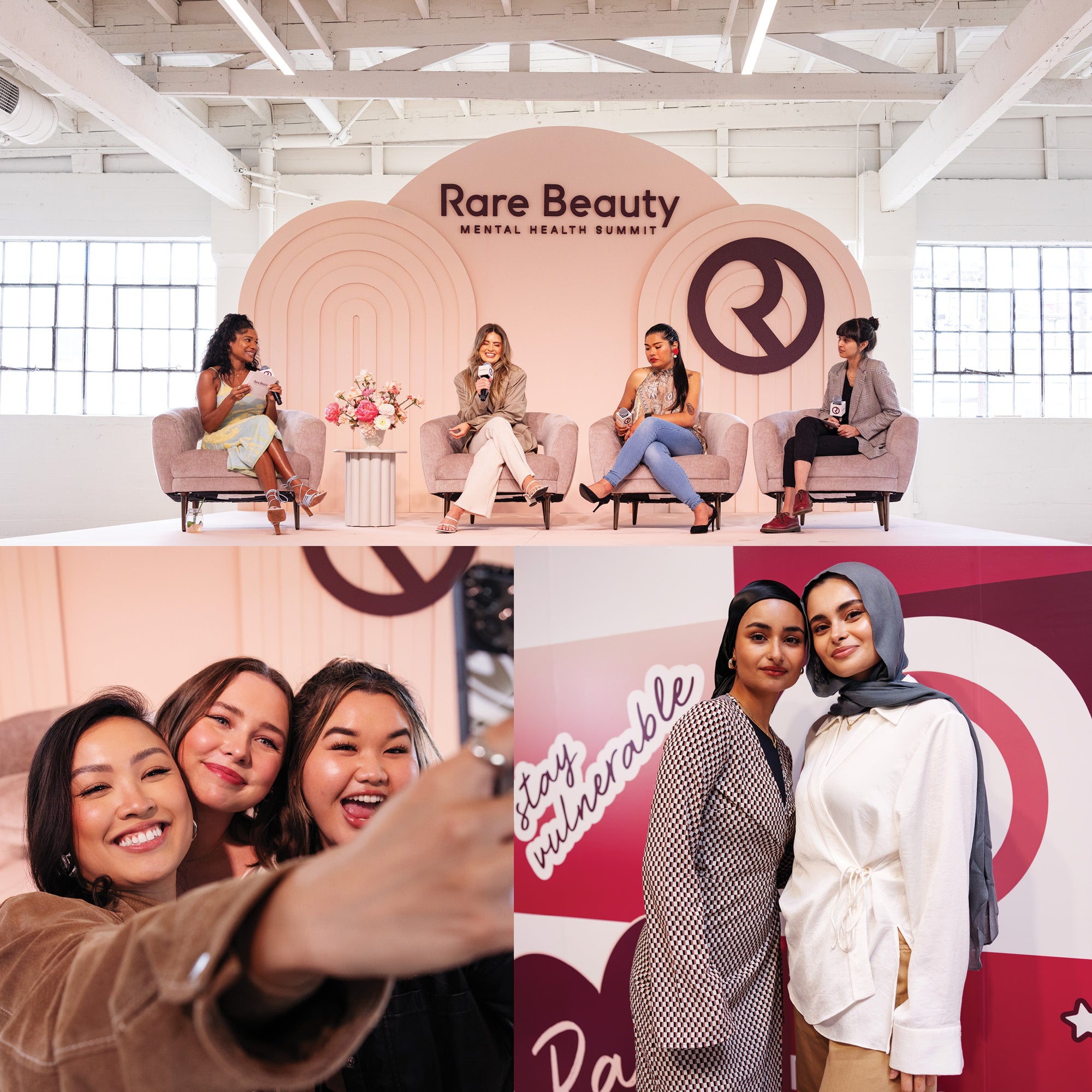 Images of the Rare Beauty panel & people smiling