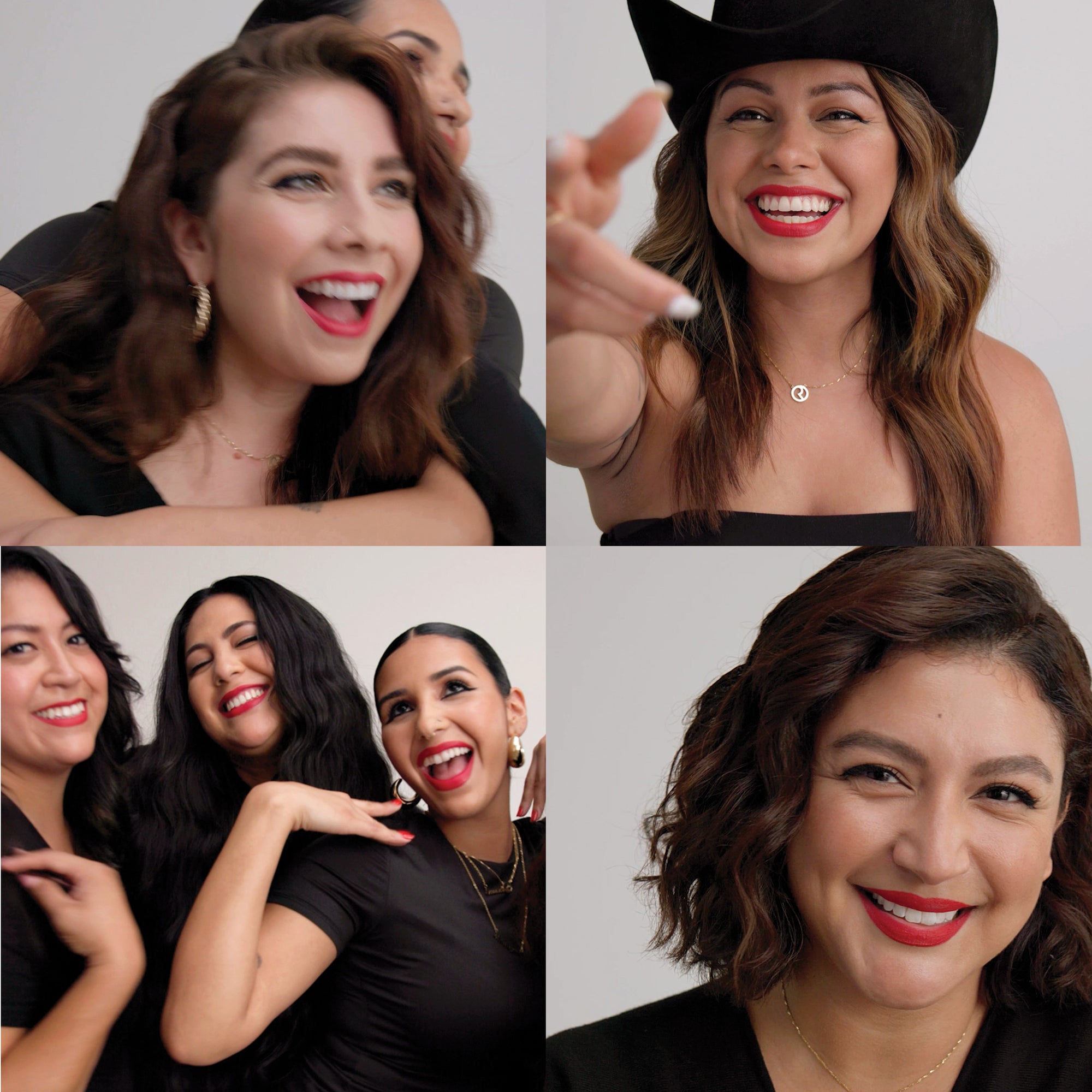 A collage of people smiling